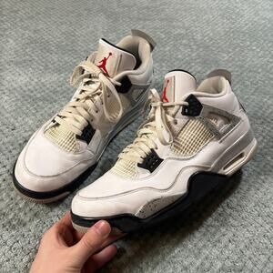 Nike Air Jordan IV Retro OG White Cement Sneaker Shoes Sz 15